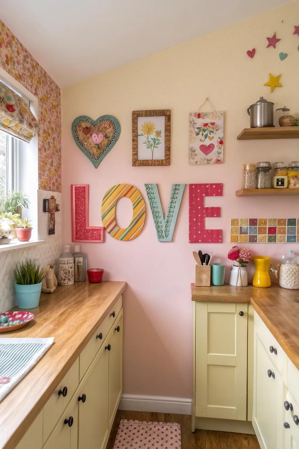Vibrant mixed media letters brighten any space.
