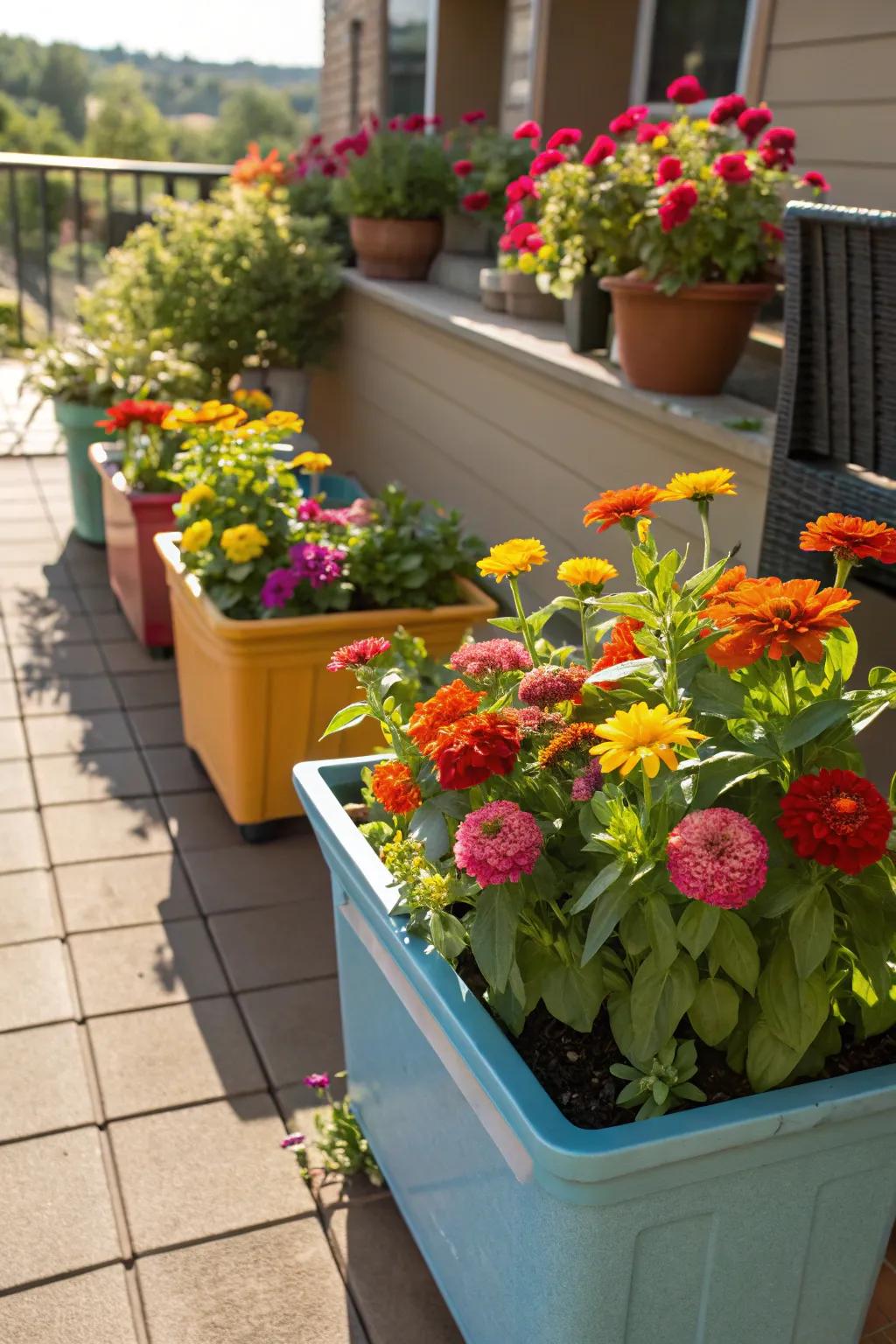 Radiant vessels overflowing with Glowblooms, enhancing a welcoming patio ambiance.