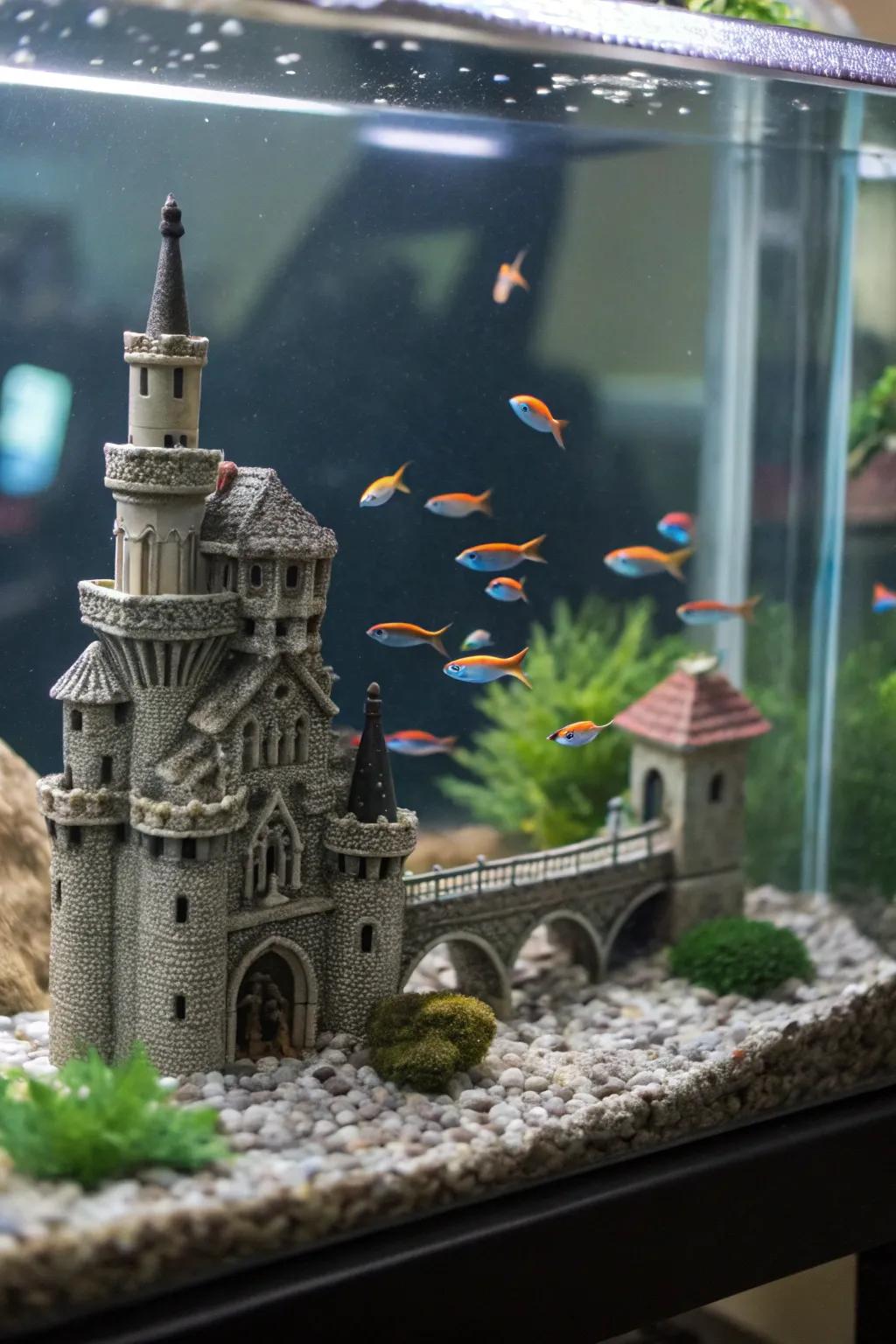 Design a themed tank with distinctive ornamental additions.