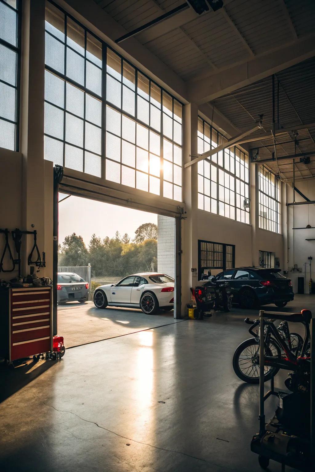 Sunlight can transform your garage into an inviting and cheerful space.
