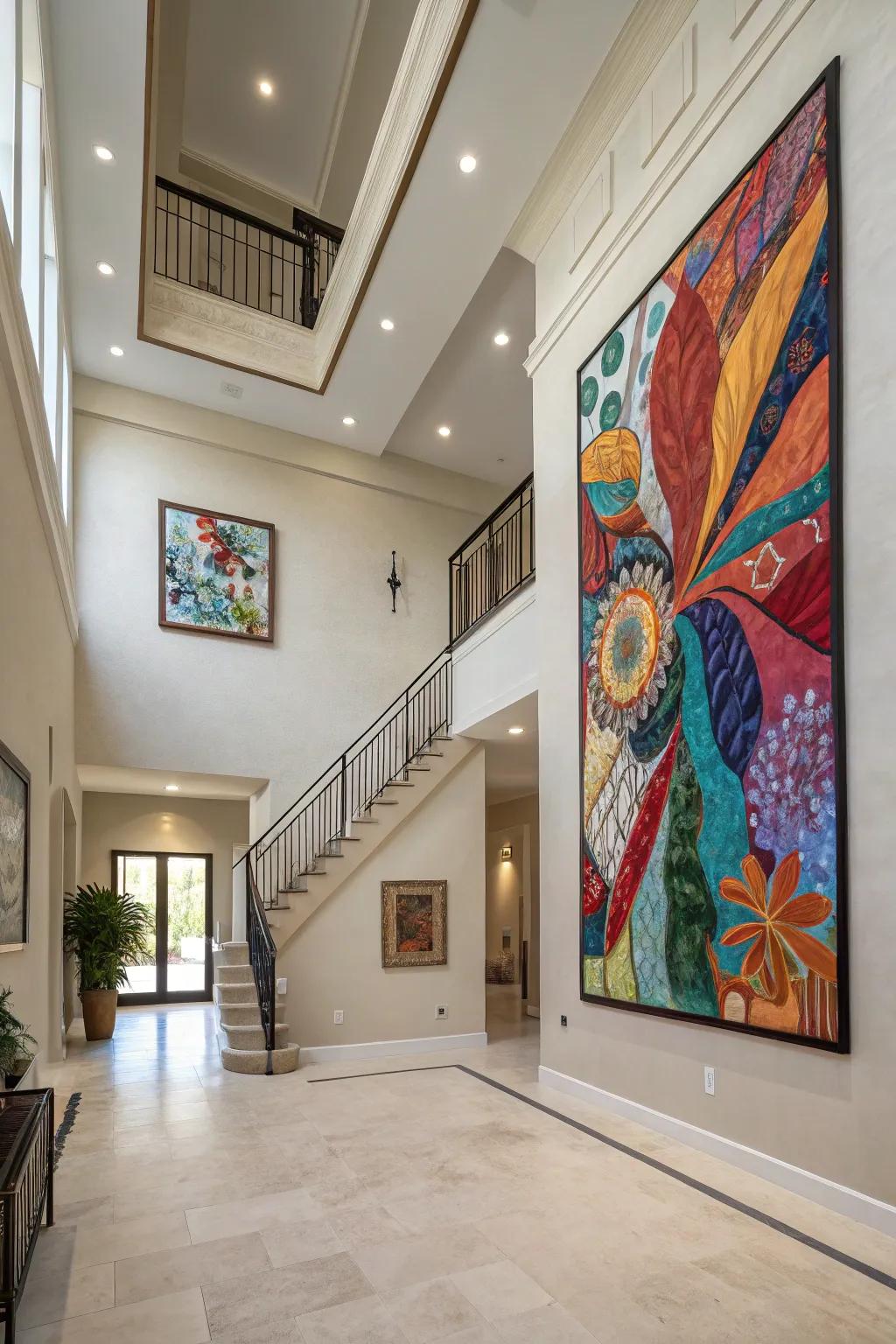 A notable piece of art can inject individuality into your entryway.