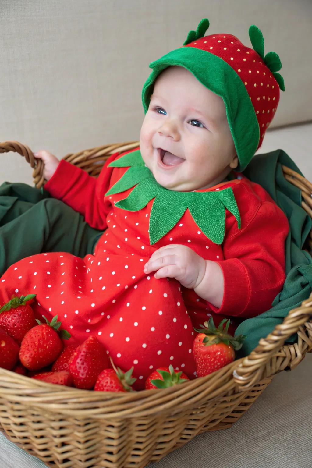 A berry sweet strawberry costume, perfect for adding a touch of fruity fun to Halloween.