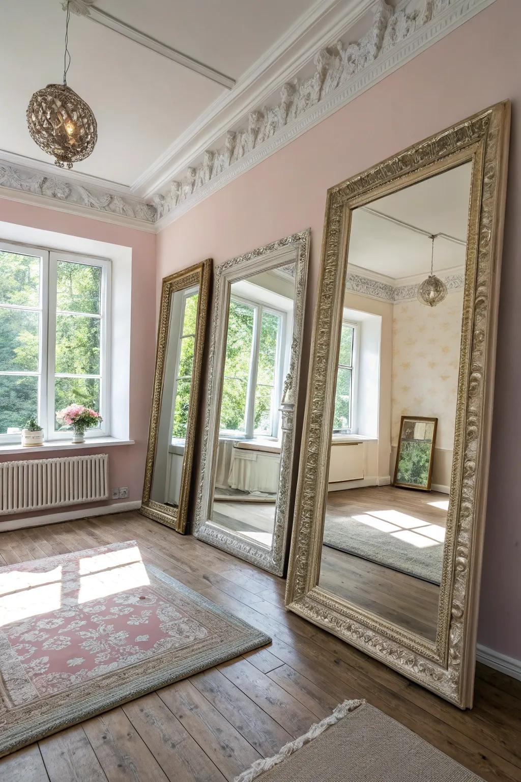 Mirrors enhance light and give the illusion of space.