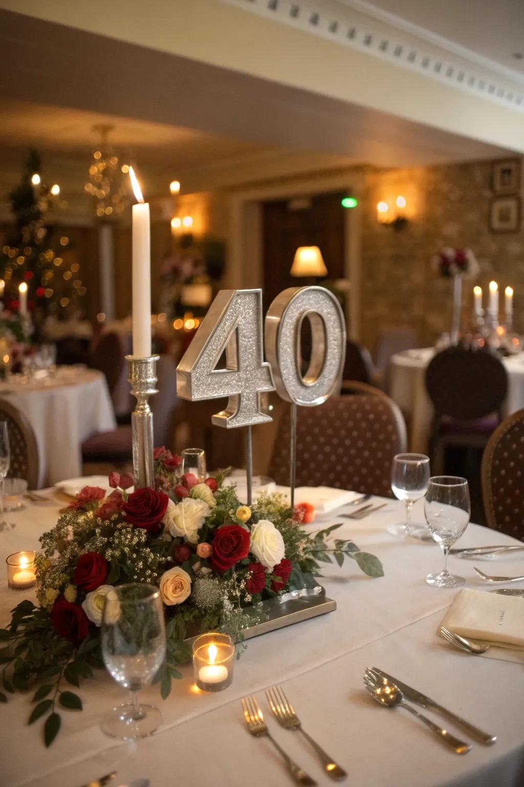 A striking centerpiece emphasizing the memorable age.