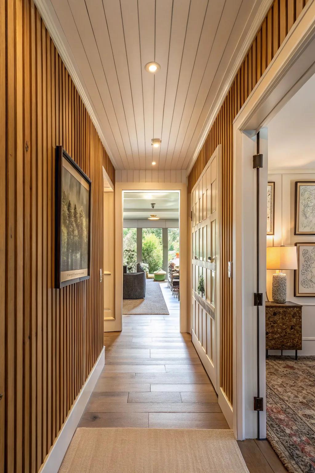 Upright paneling to make a room look taller.
