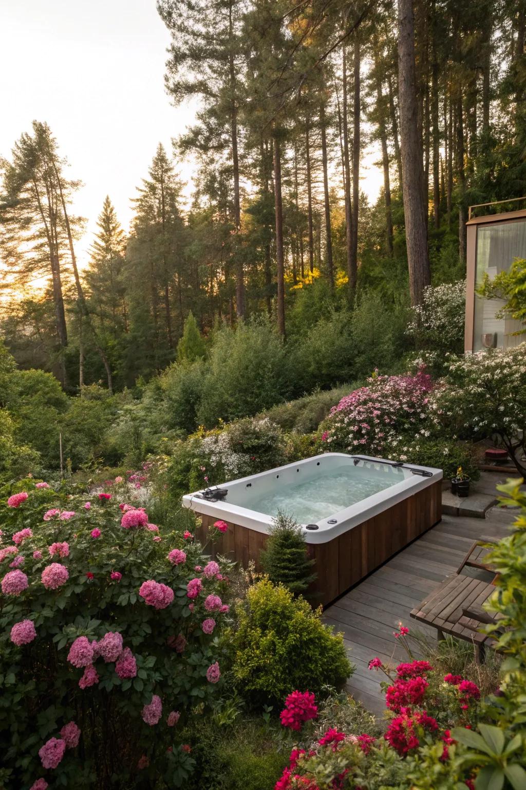 Lush greenery provides a serene and private retreat.