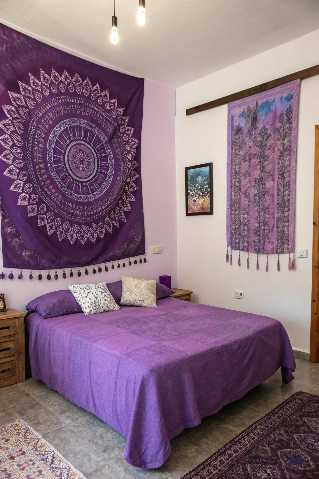 Express yourself with purple wall art.