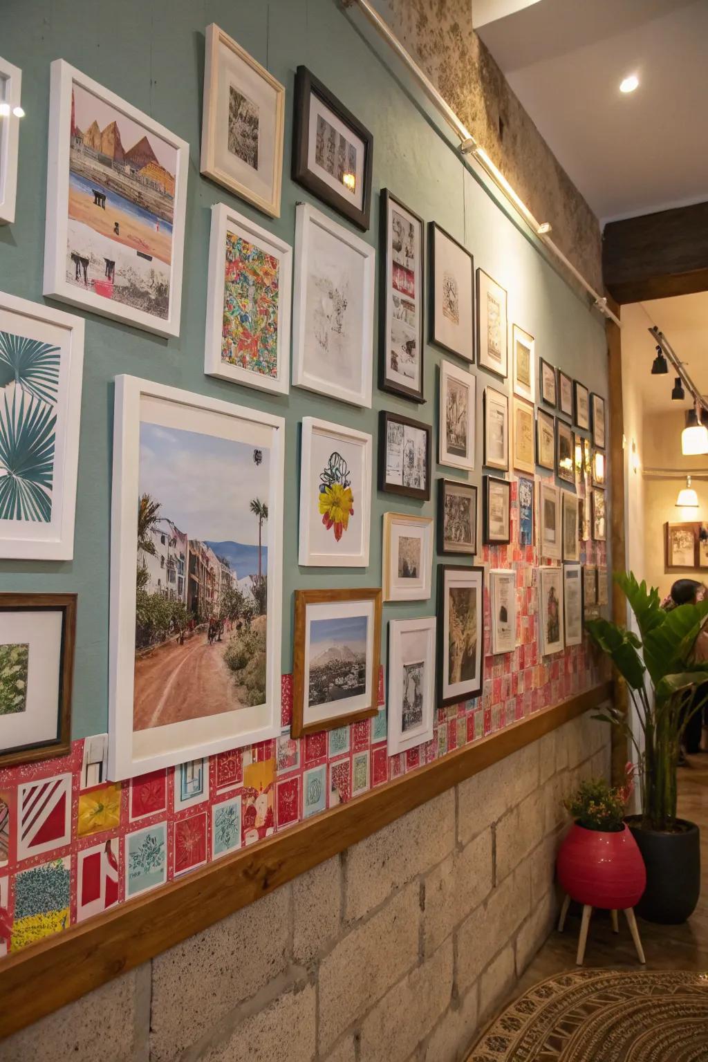 A thoughtfully arranged wall of artwork contributes character to your space.