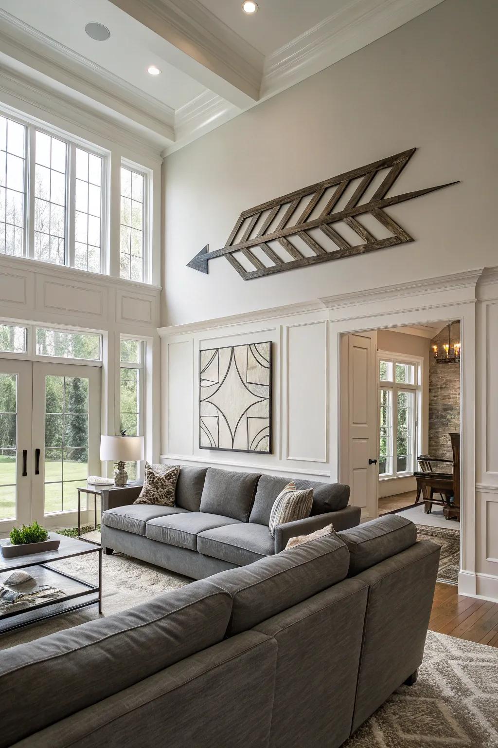 Directional decor to enhance spatial flow