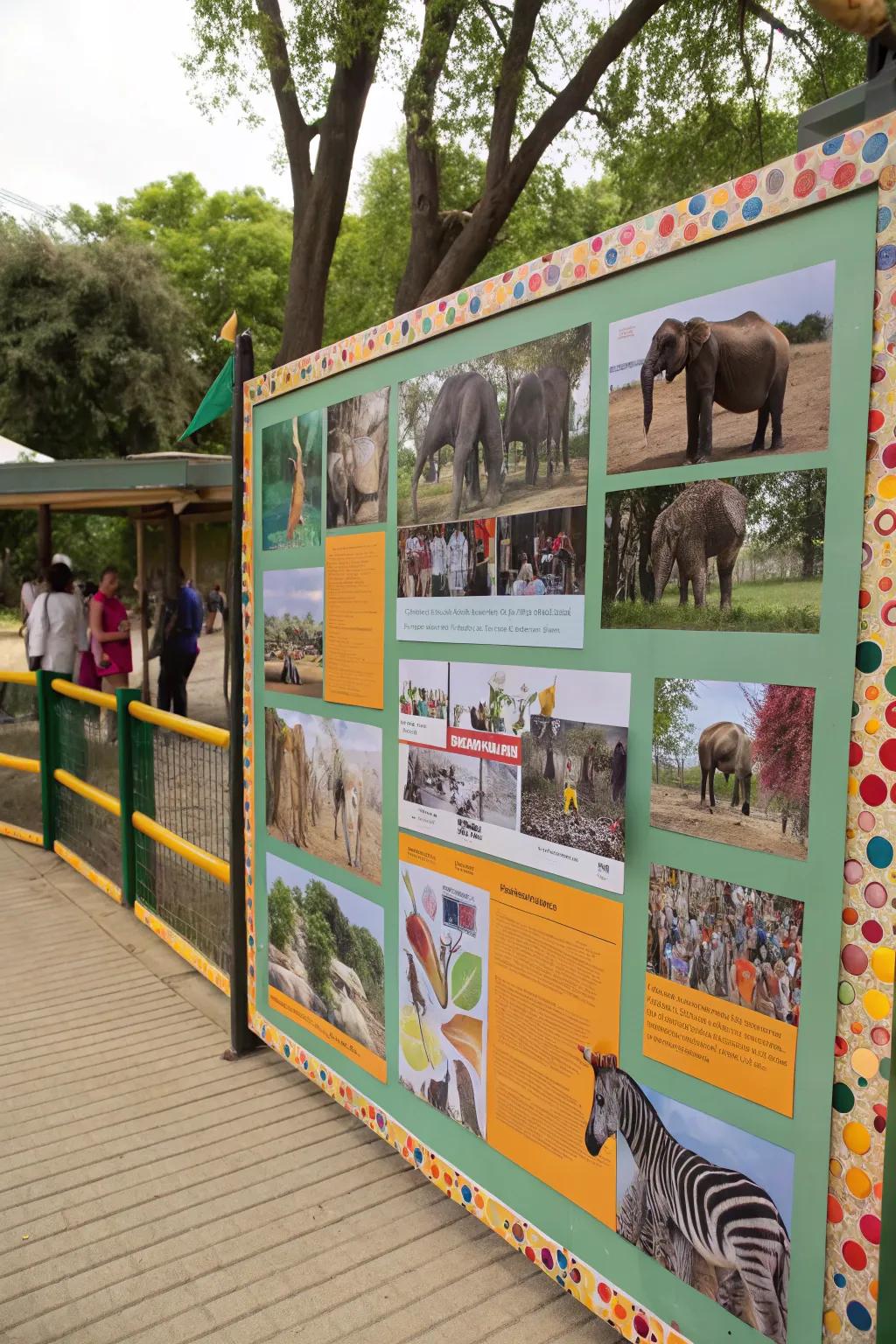 A lively menagerie-themed notice board showcasing a spectrum of fauna.