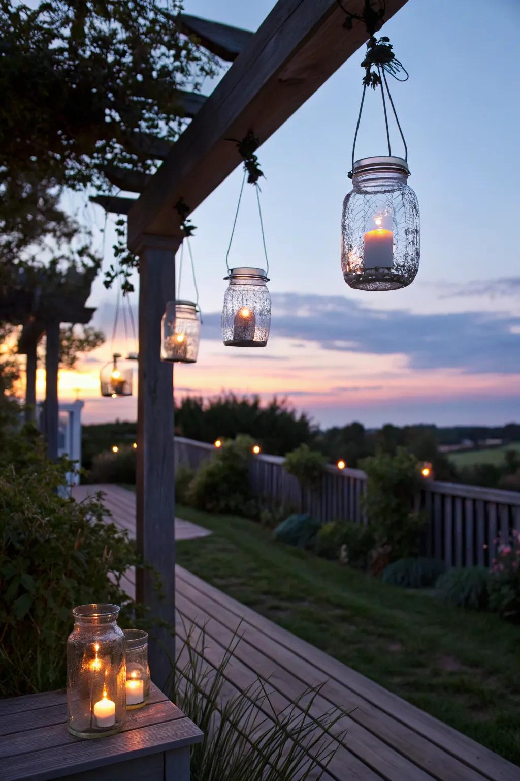 Handmade lanterns foster a cozy, welcoming ambiance.