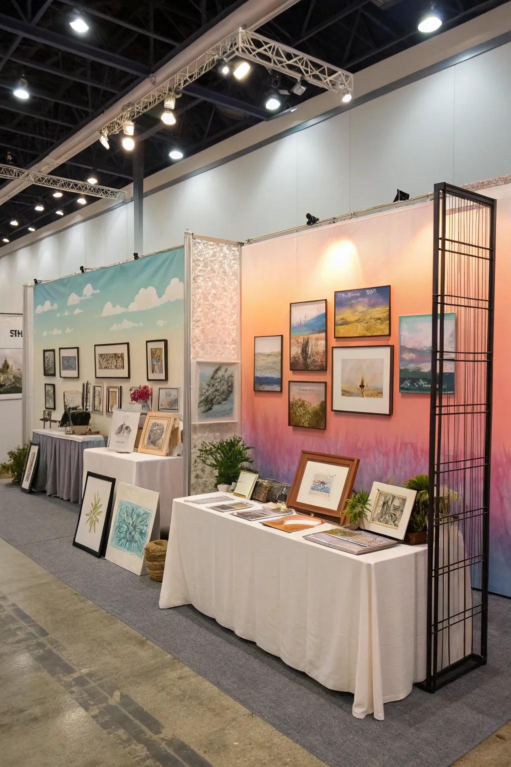 A thoughtfully chosen backdrop frames the artwork and focuses visitor attention.
