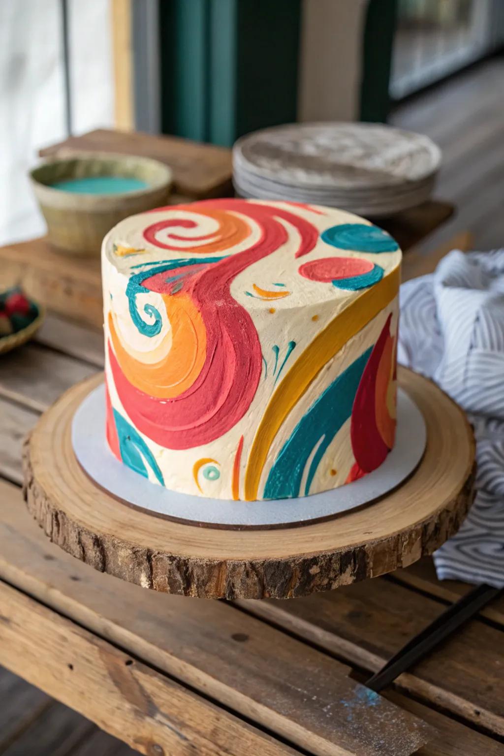 An abstract art cake makes a daring statement for any lover of art.