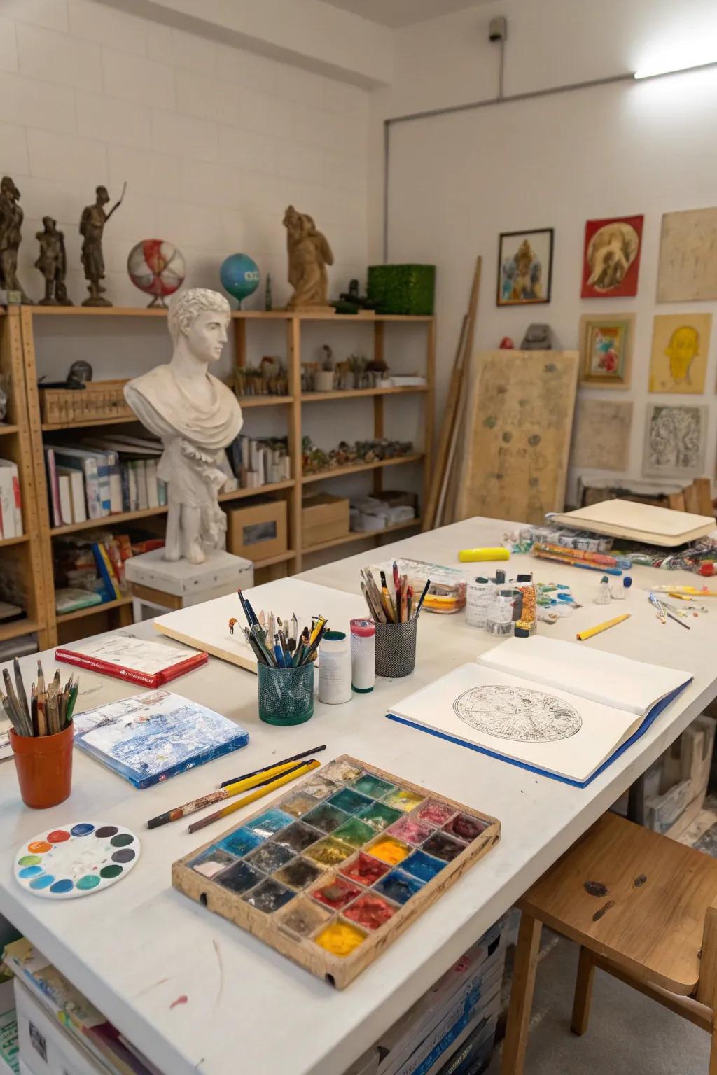 A spacious work surface is your canvas for creativity.