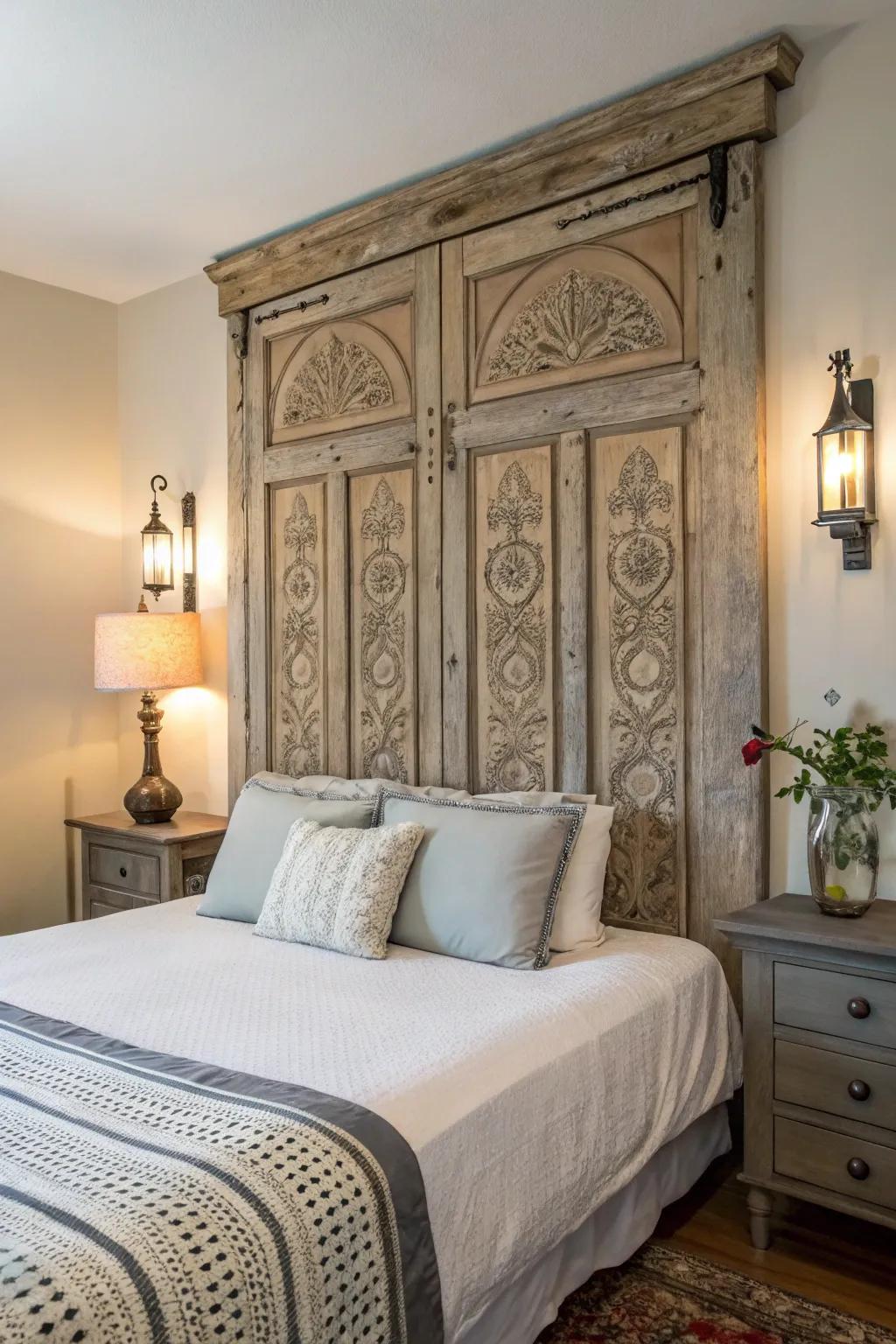 An artistic headboard radically shifts your bedroom's ambiance.