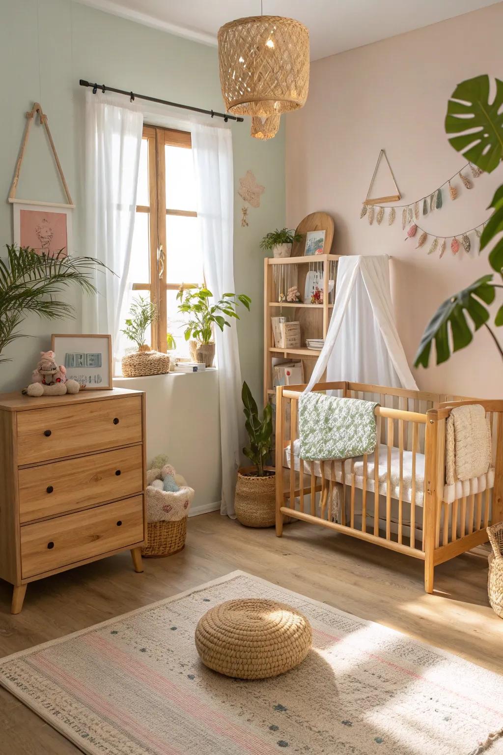 Natural wood furniture provides a sustainable and affectionate touch.