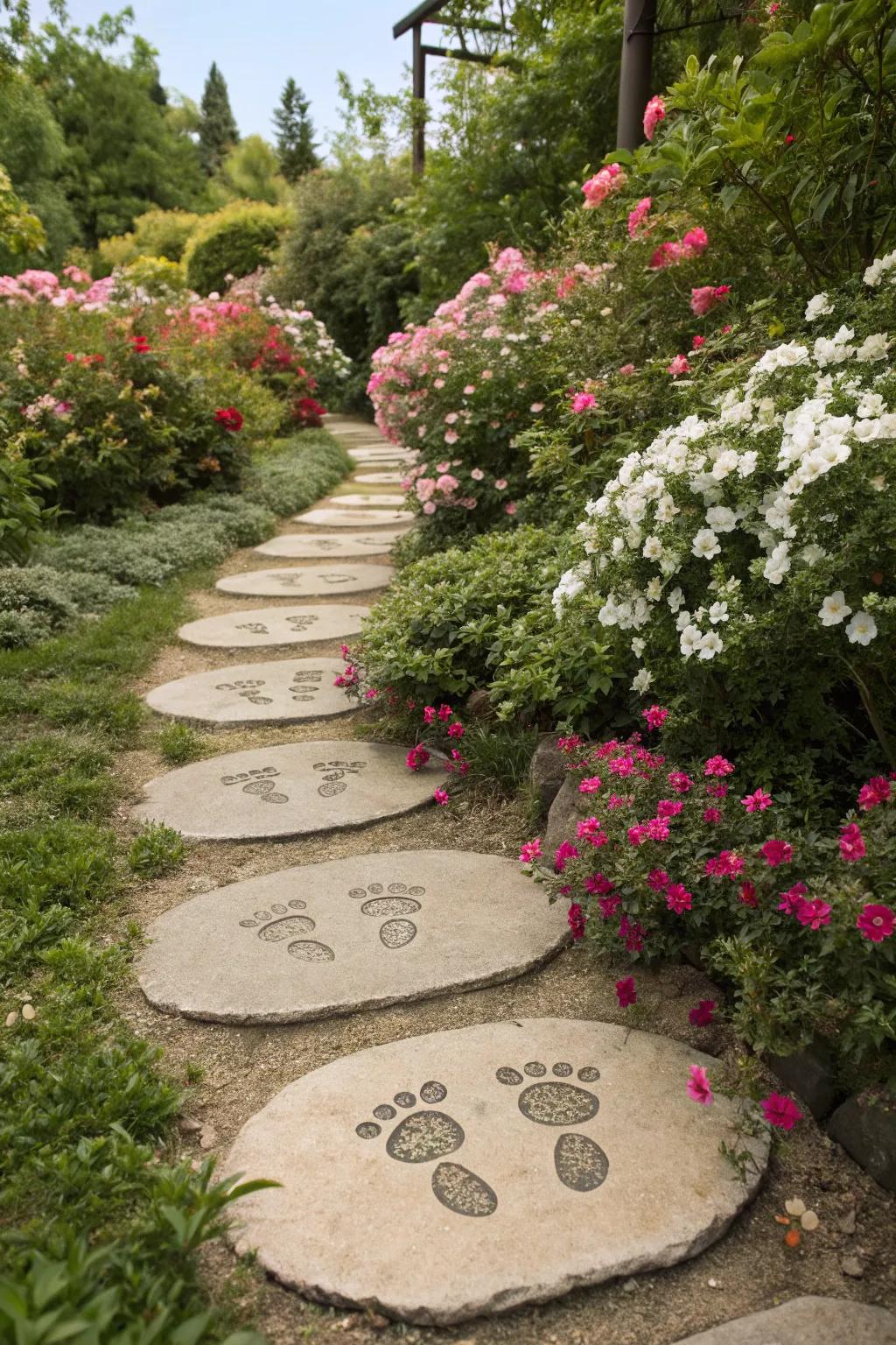 Delightful footprint tiles that enhance the charm of any garden.