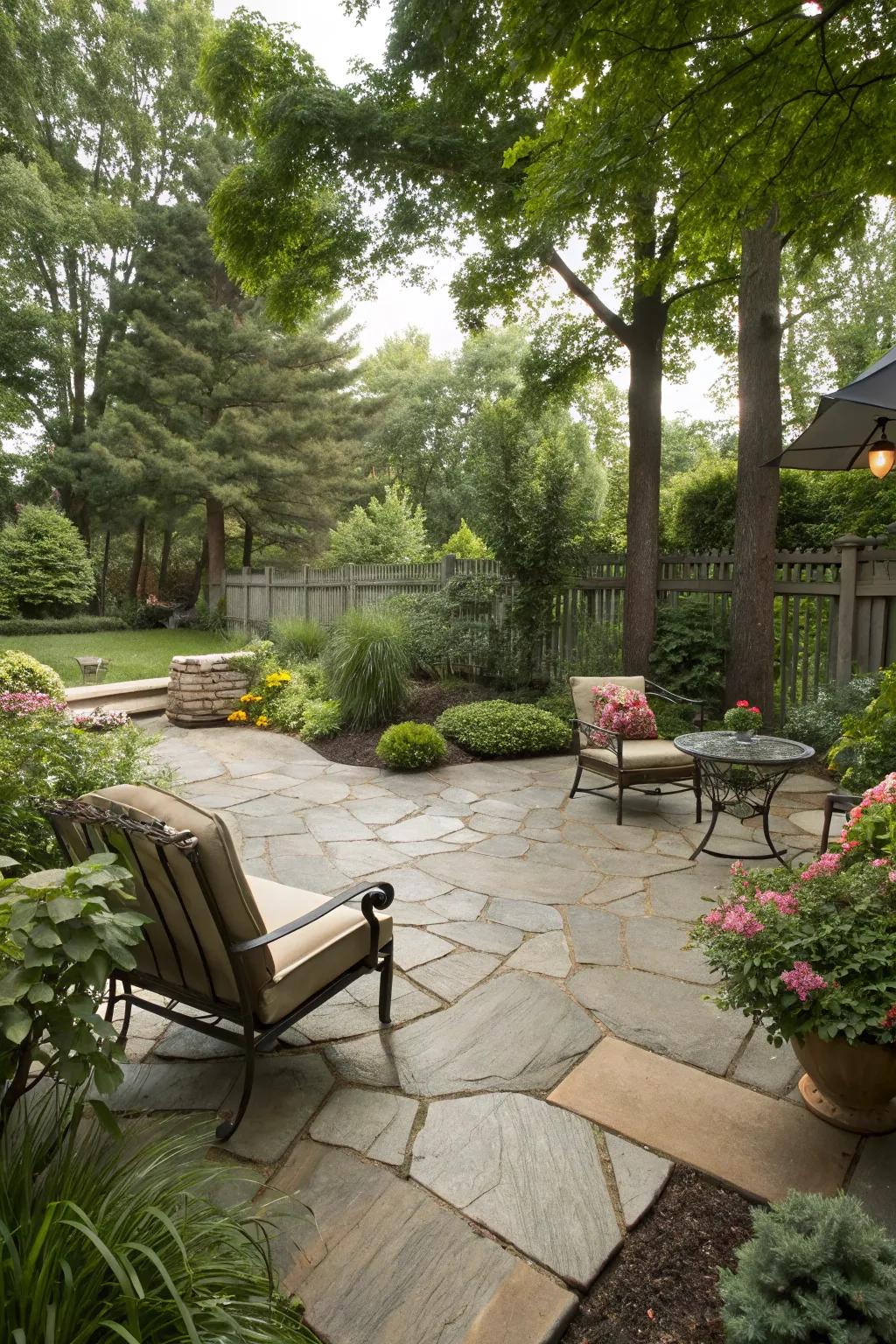 Nature's stone canvas heightens the countryside magnetism of your patio.
