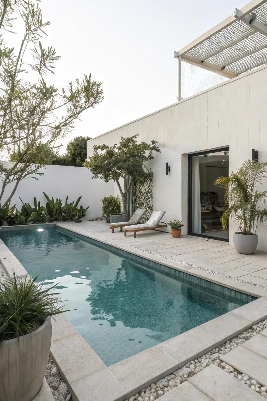 A modern pool design with clean lines for a sleek look.