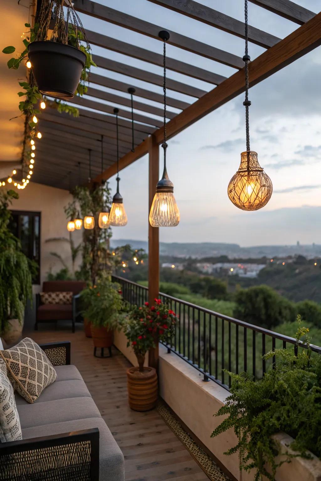 Sun-powered lamps are environmentally friendly and delightful for lighting balconies.