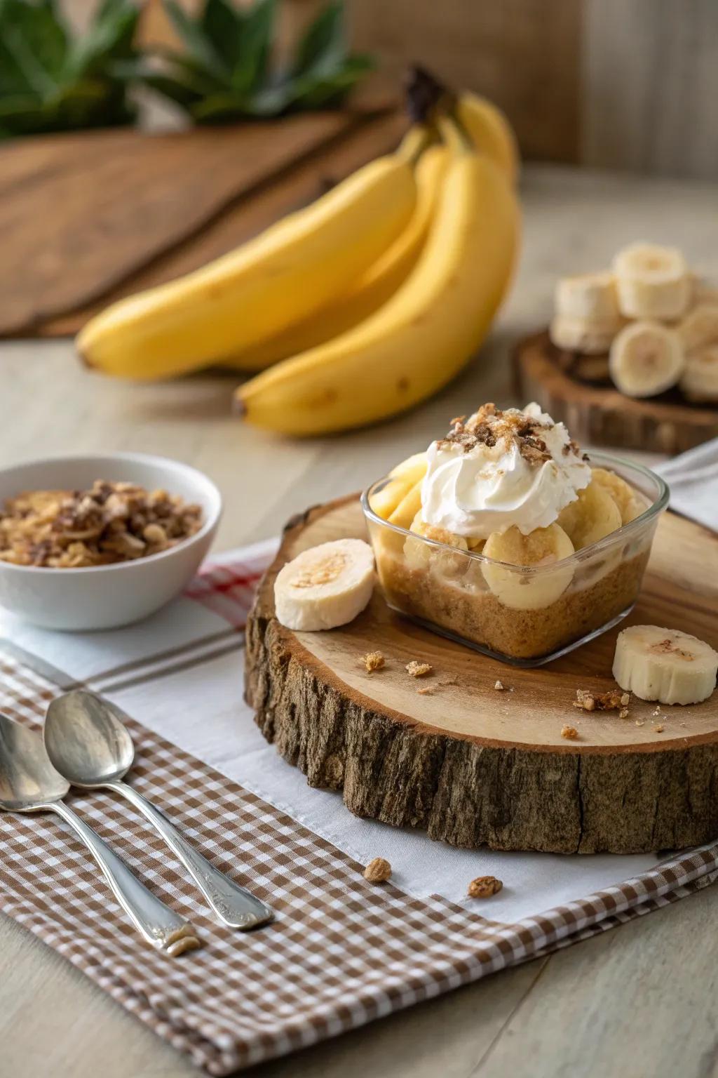 A rustic display that fills any dessert table with warmth.