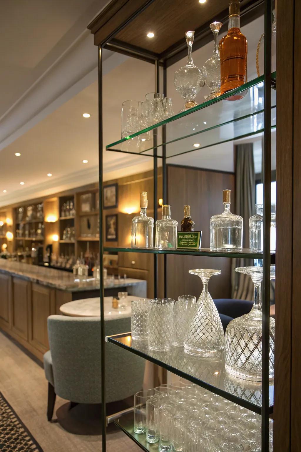 Glass racks elevate the sophistication of your home bar.