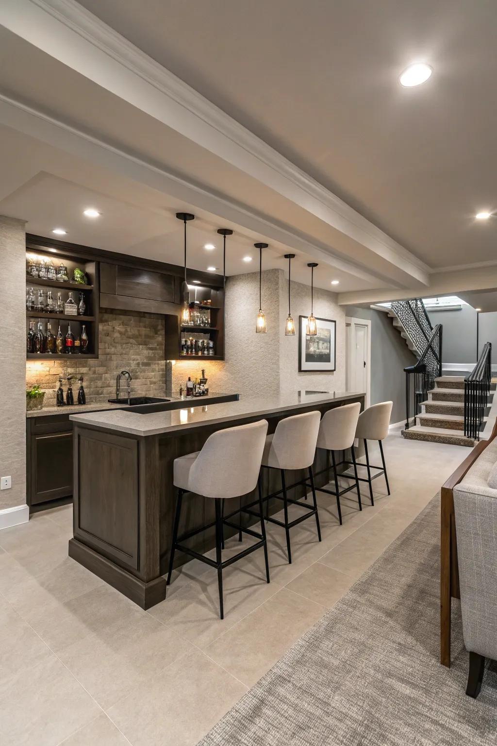 Embrace modern minimalism for a sleek bar experience.