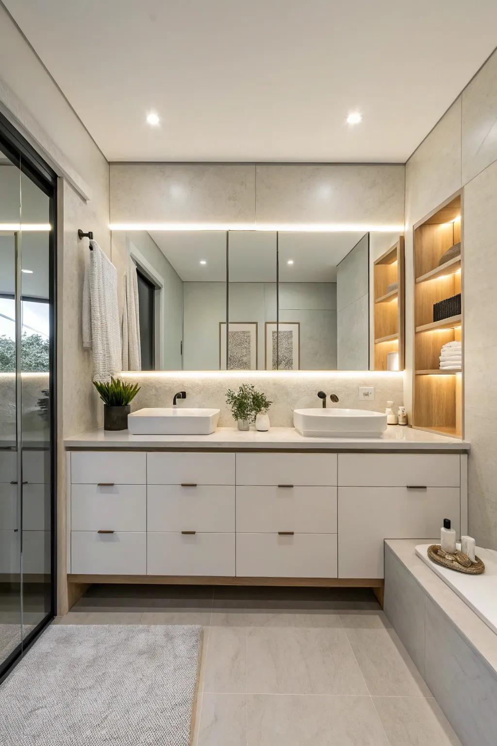 Unframed cabinets provide a polished, modern aesthetic with augmented storage.