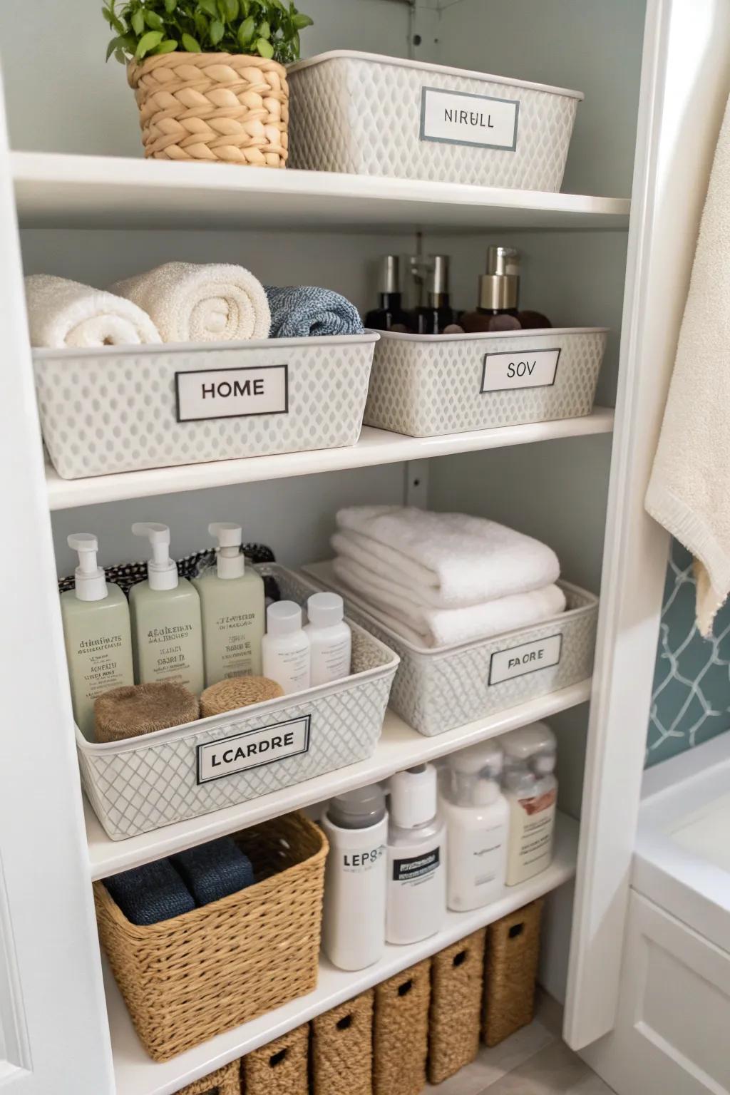 Ensure every item has its designated spot with labeled storage.