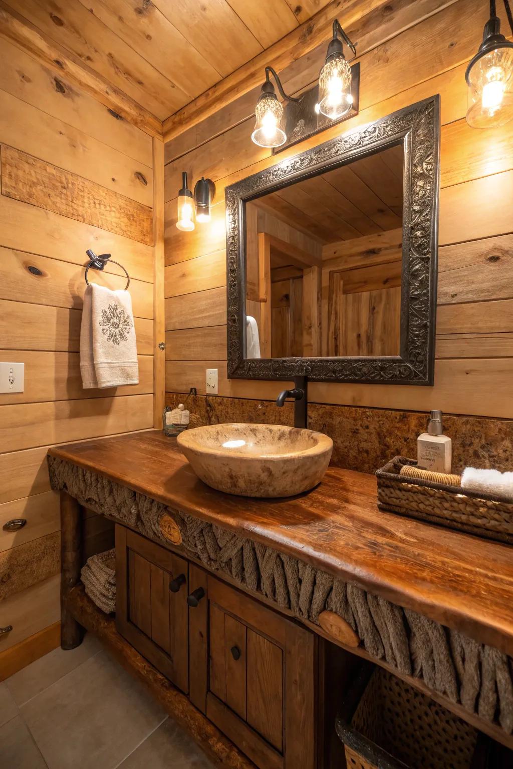 Timber countertops bring warmth and charm to your bathroom.