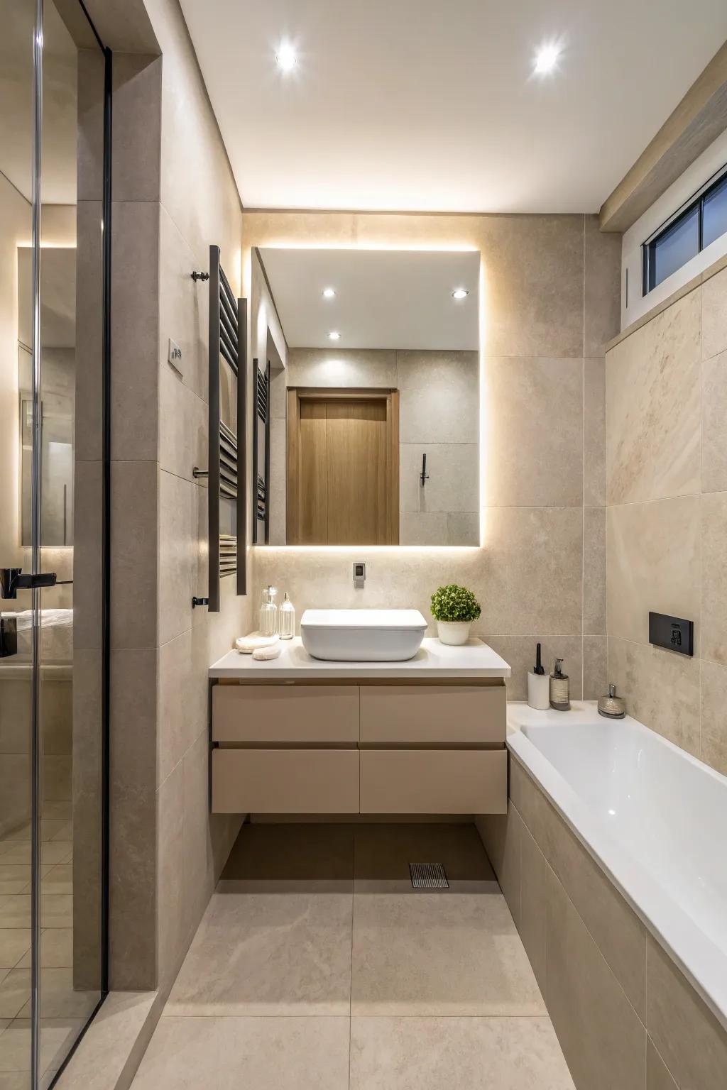 A minimalist bathroom layout that exudes simplicity and elegance.