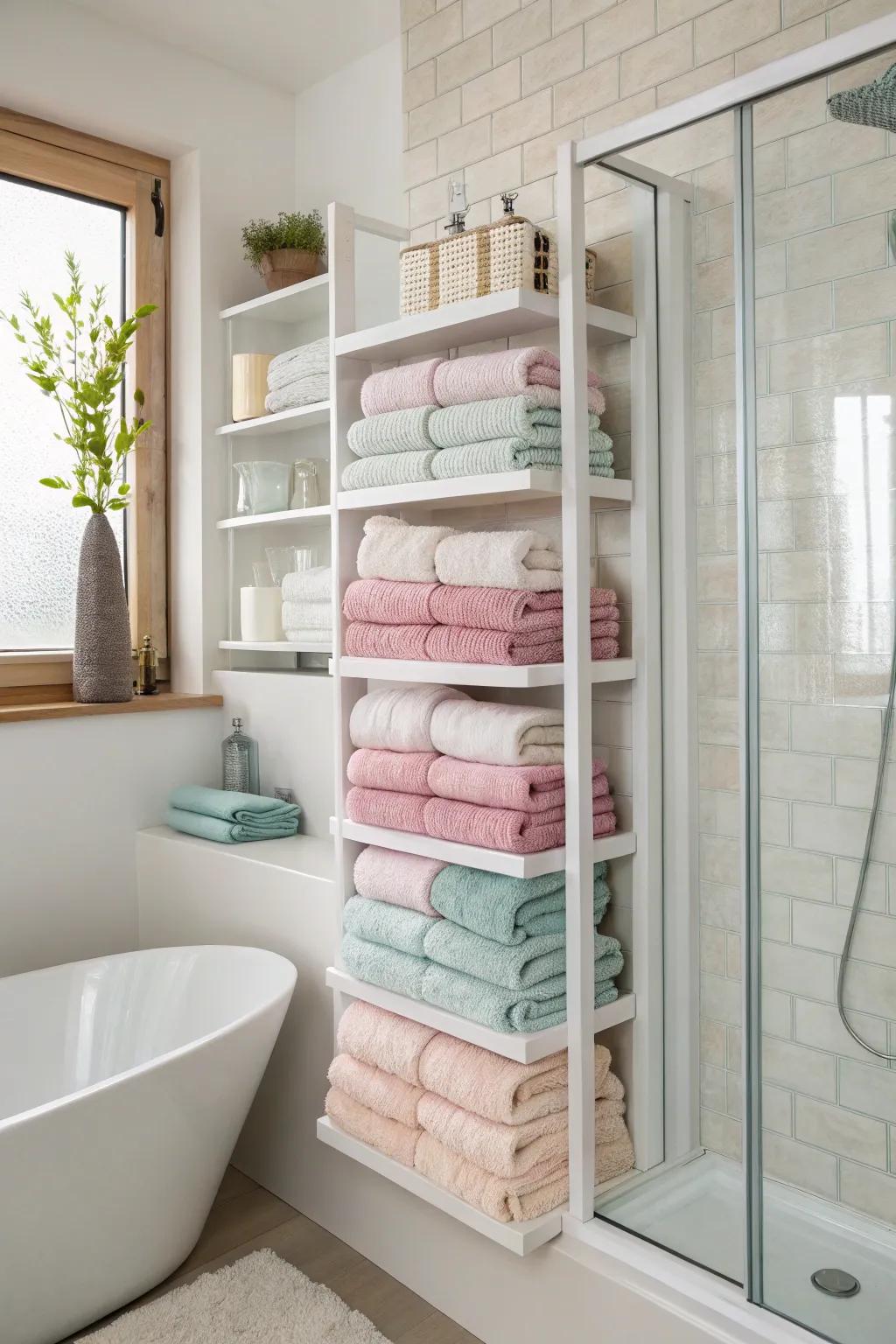 Wall-mounted units are perfect for compact towel storage.