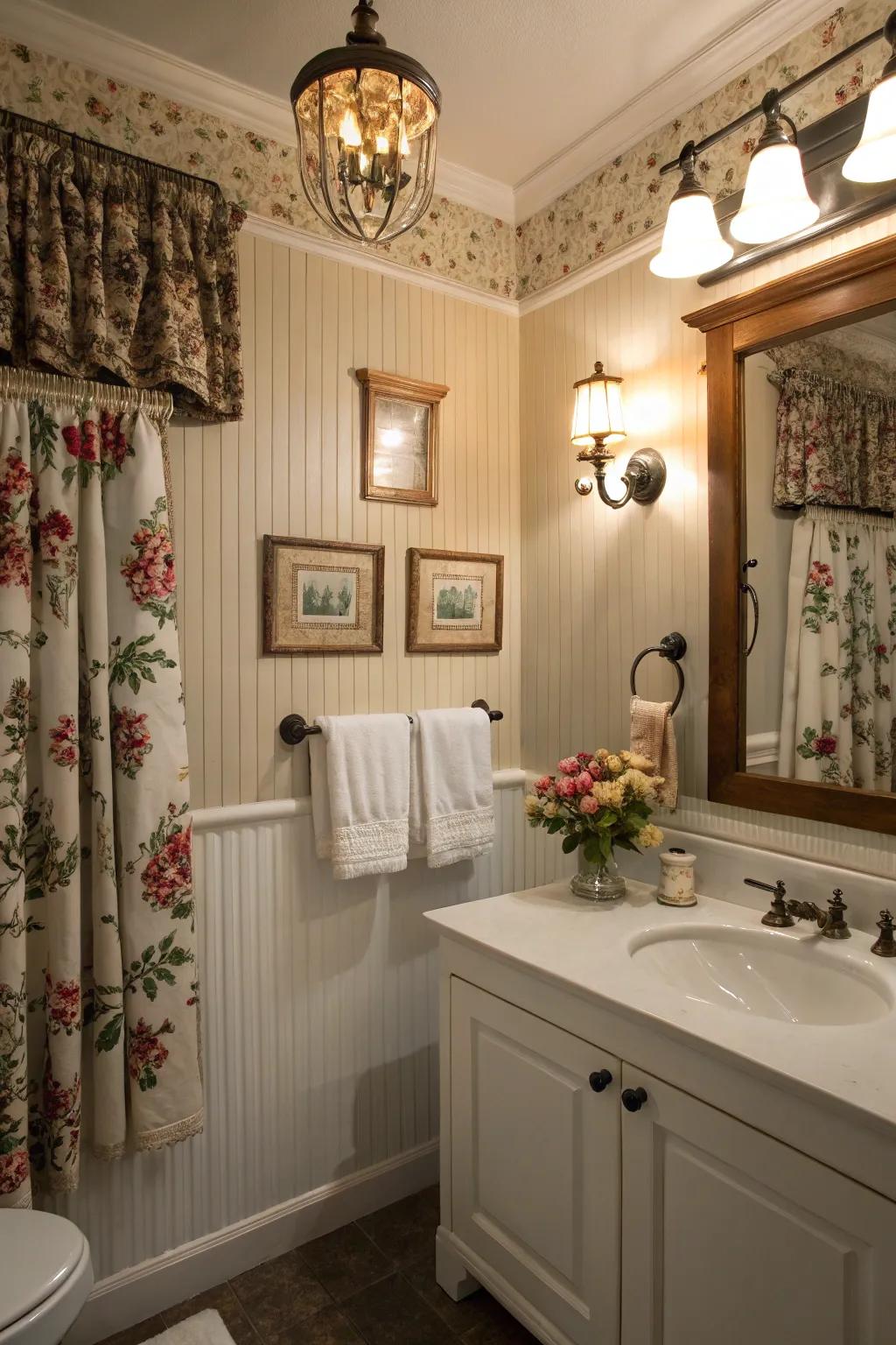 Delight in a captivating cottage vibe with grooved board paneling.