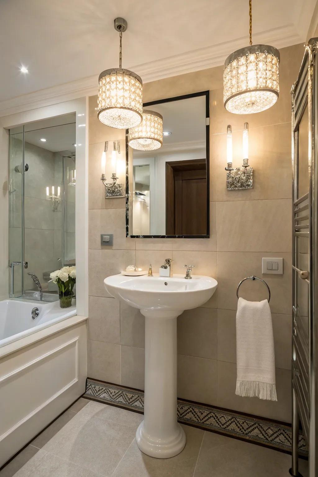 Enhance your bathroom's atmosphere with elegant lighting.