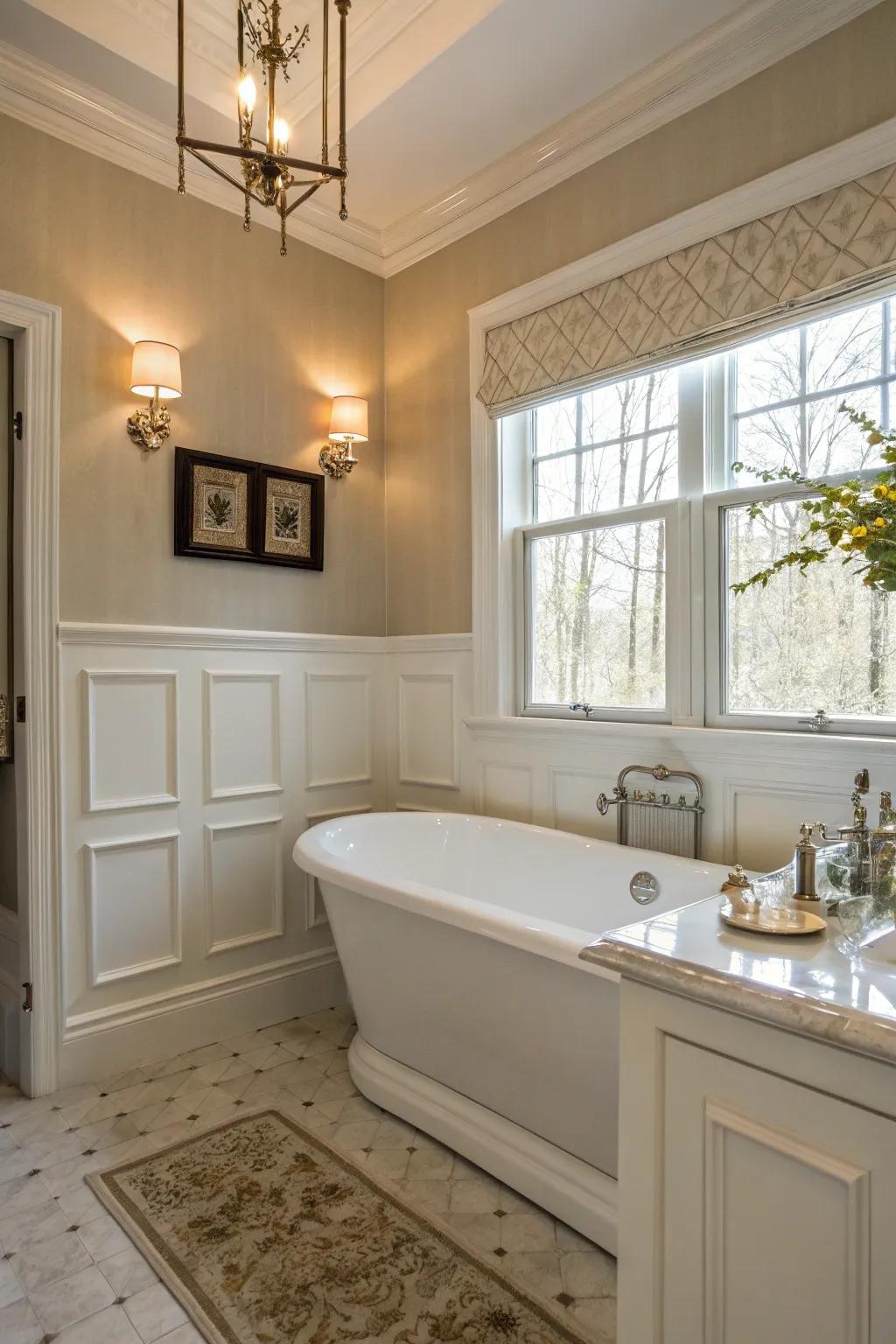 Include timeless beauty with paneled details around your bathtub.