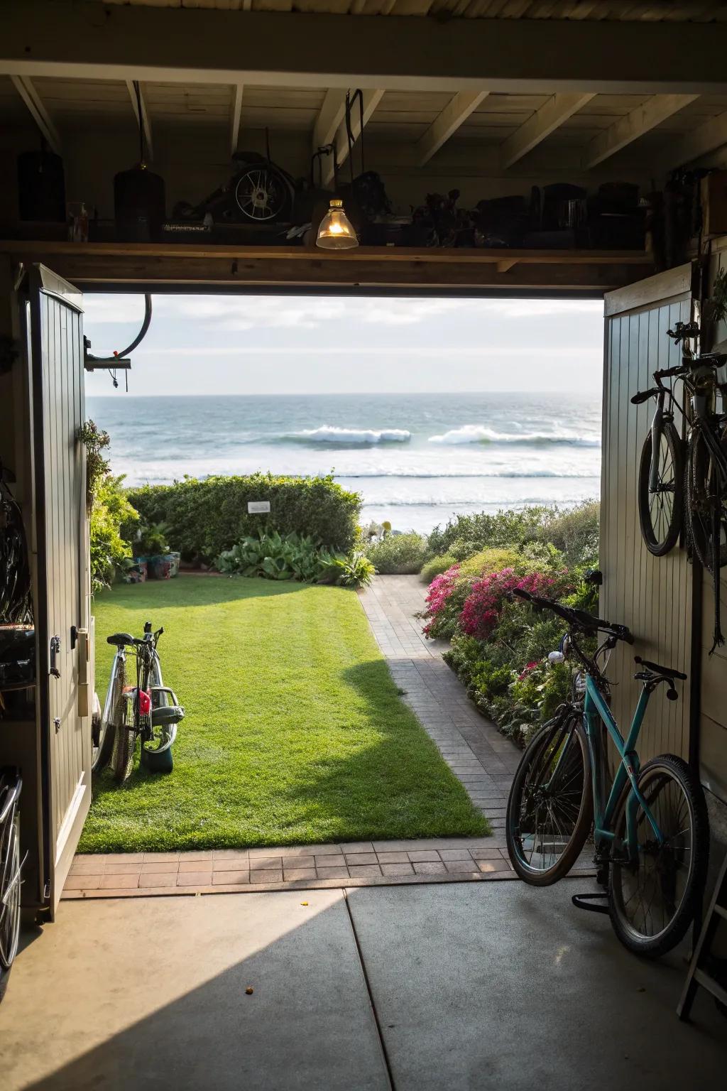 Expand your garage’s appeal with expansive entrances that welcome the outdoors.