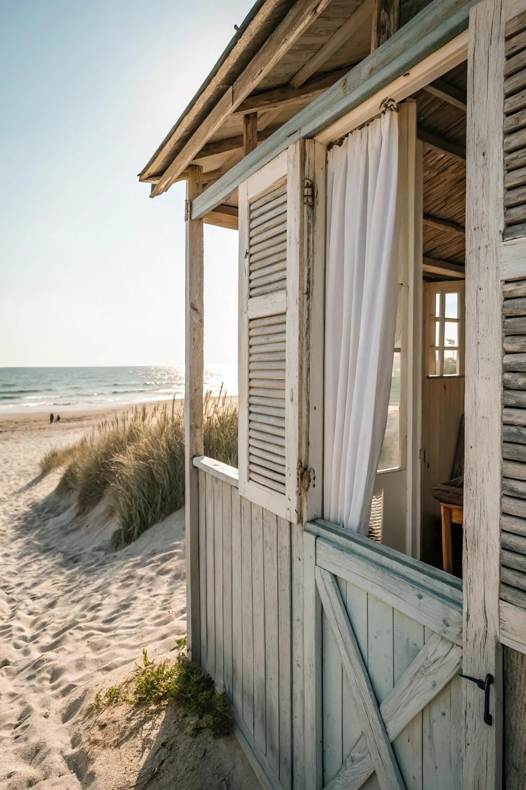 Open-air panels encourage the coastal breeze to permeate the beach retreat.
