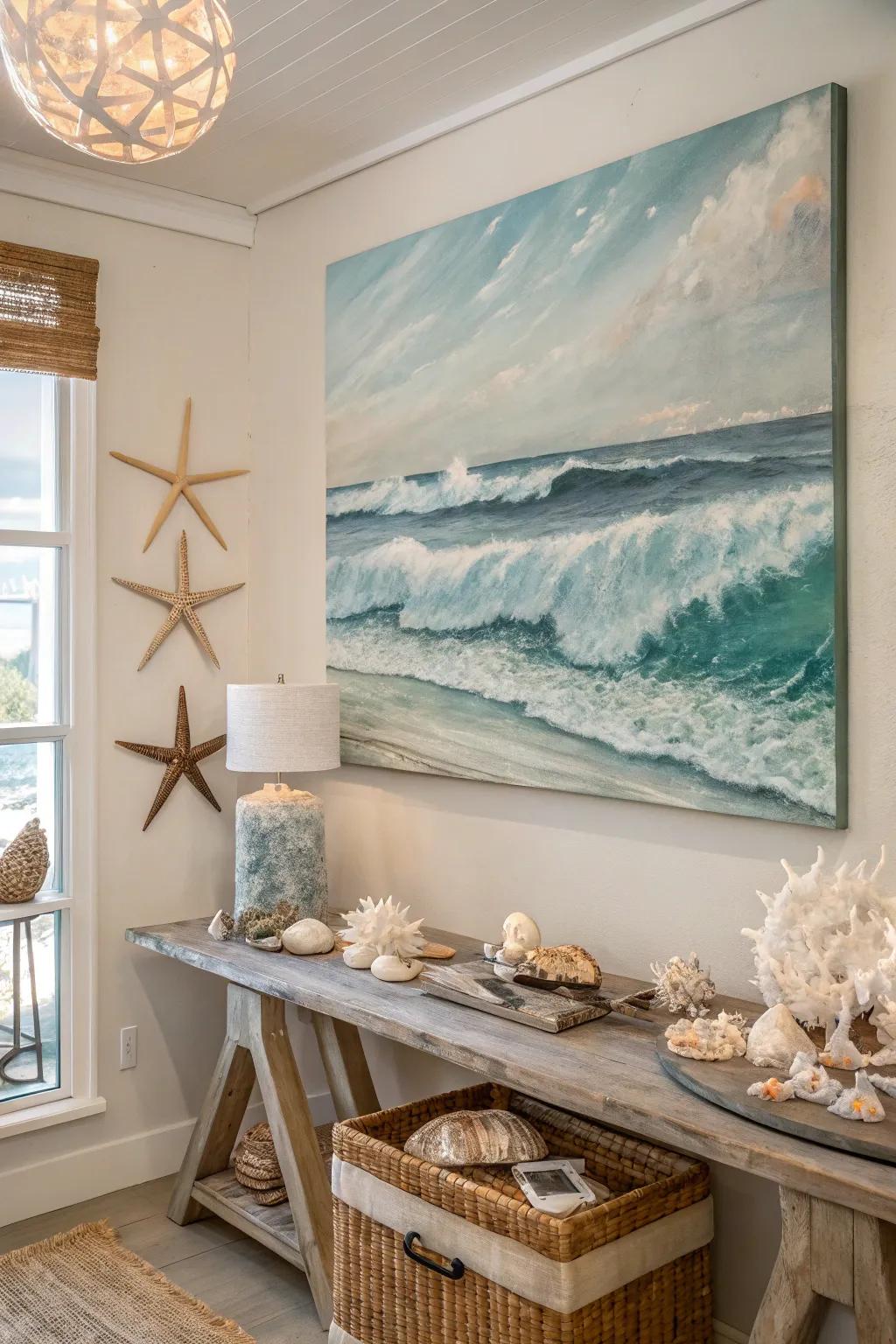 Seaside artwork can whisk you away to the coast.
