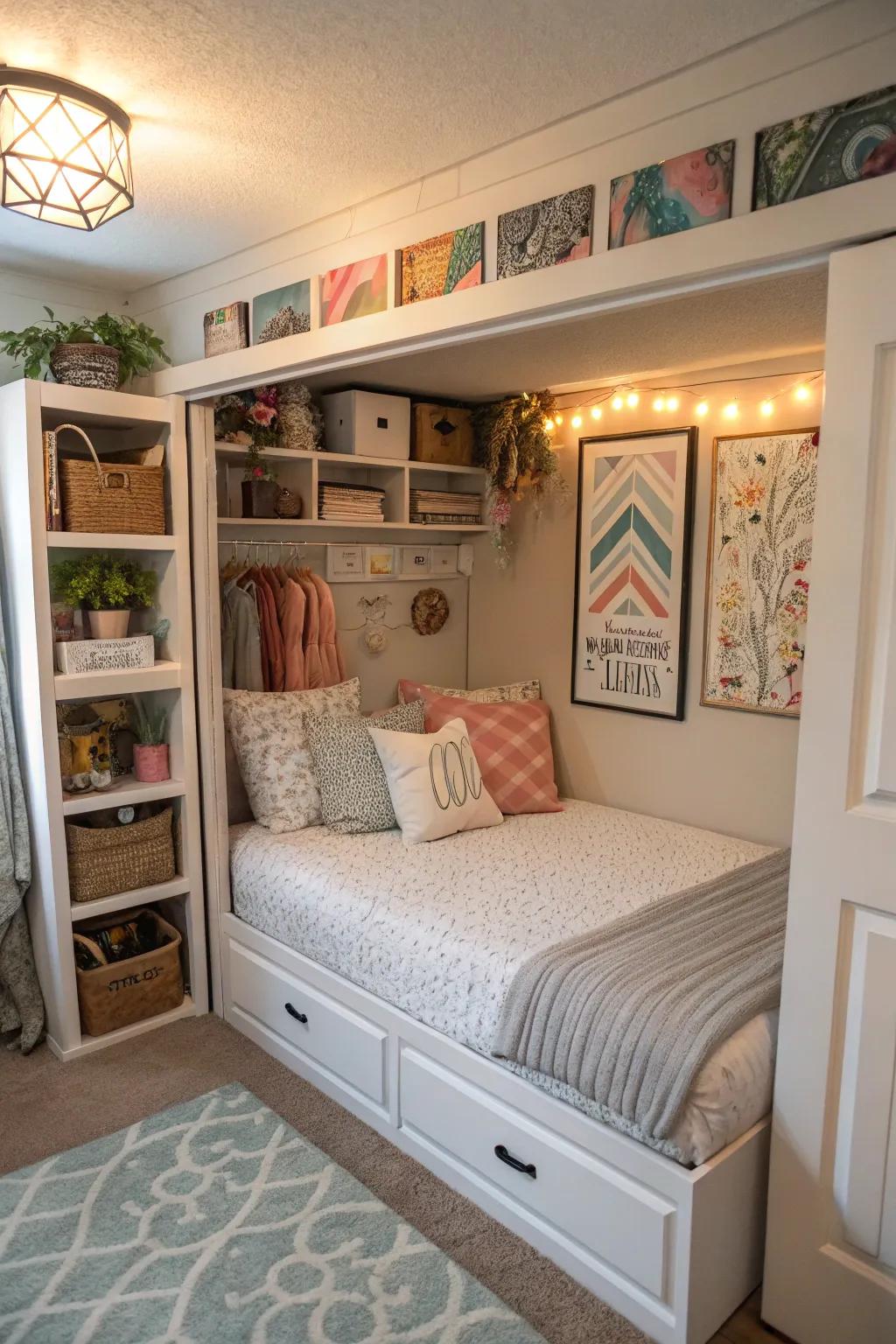 Art and décor tailor your closet sleeping quarters.