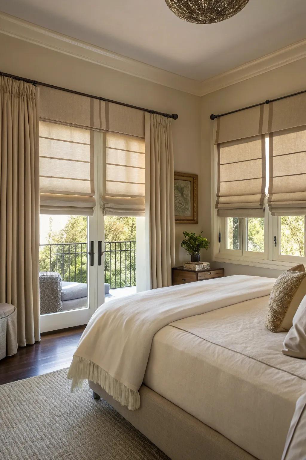 Pleated coverings bring a polished and sophisticated vibe to any bedroom.