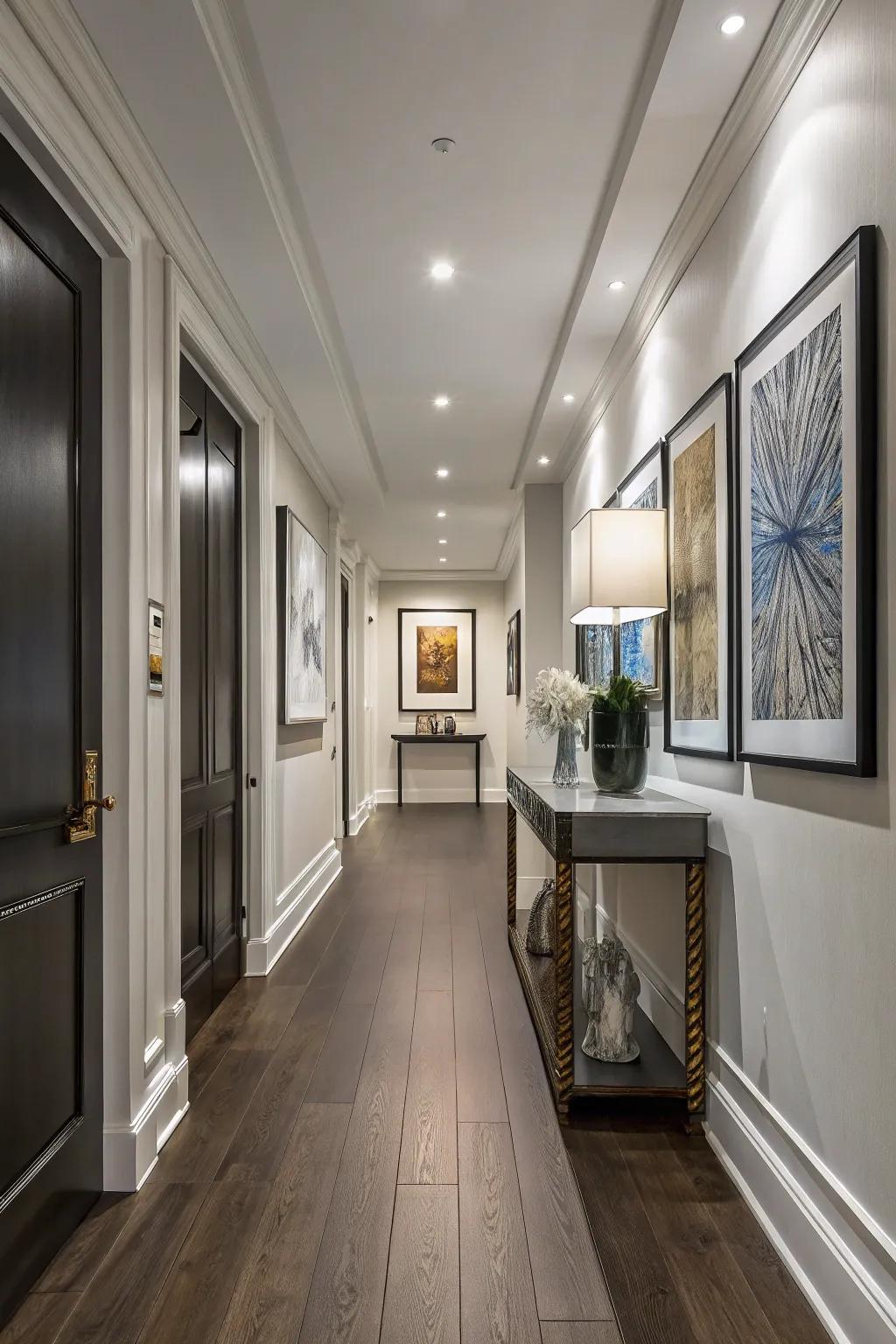 Refined hallway featuring adaptable laminate flooring