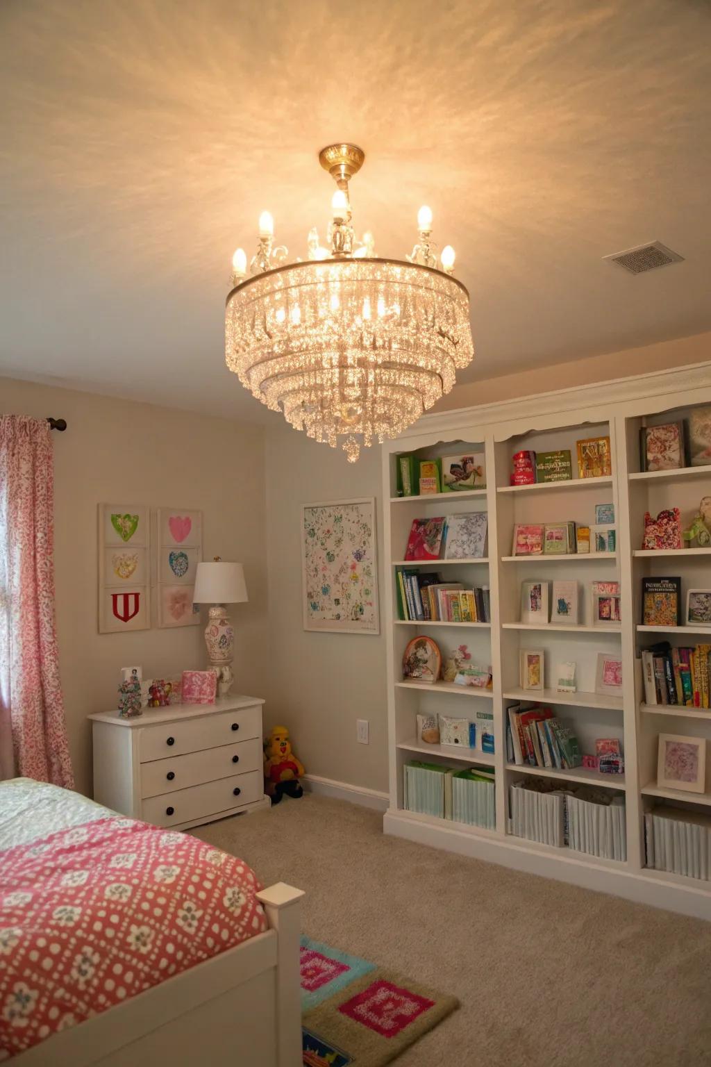 An ornamental light that contributes refinement and coziness to the space.