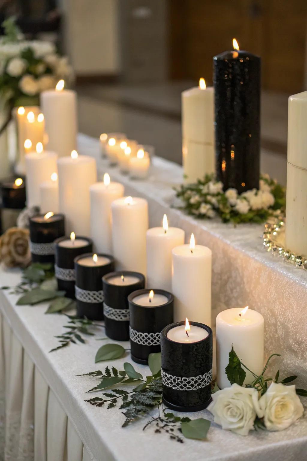 An exquisite exhibition of wax lights to brighten your occasion.