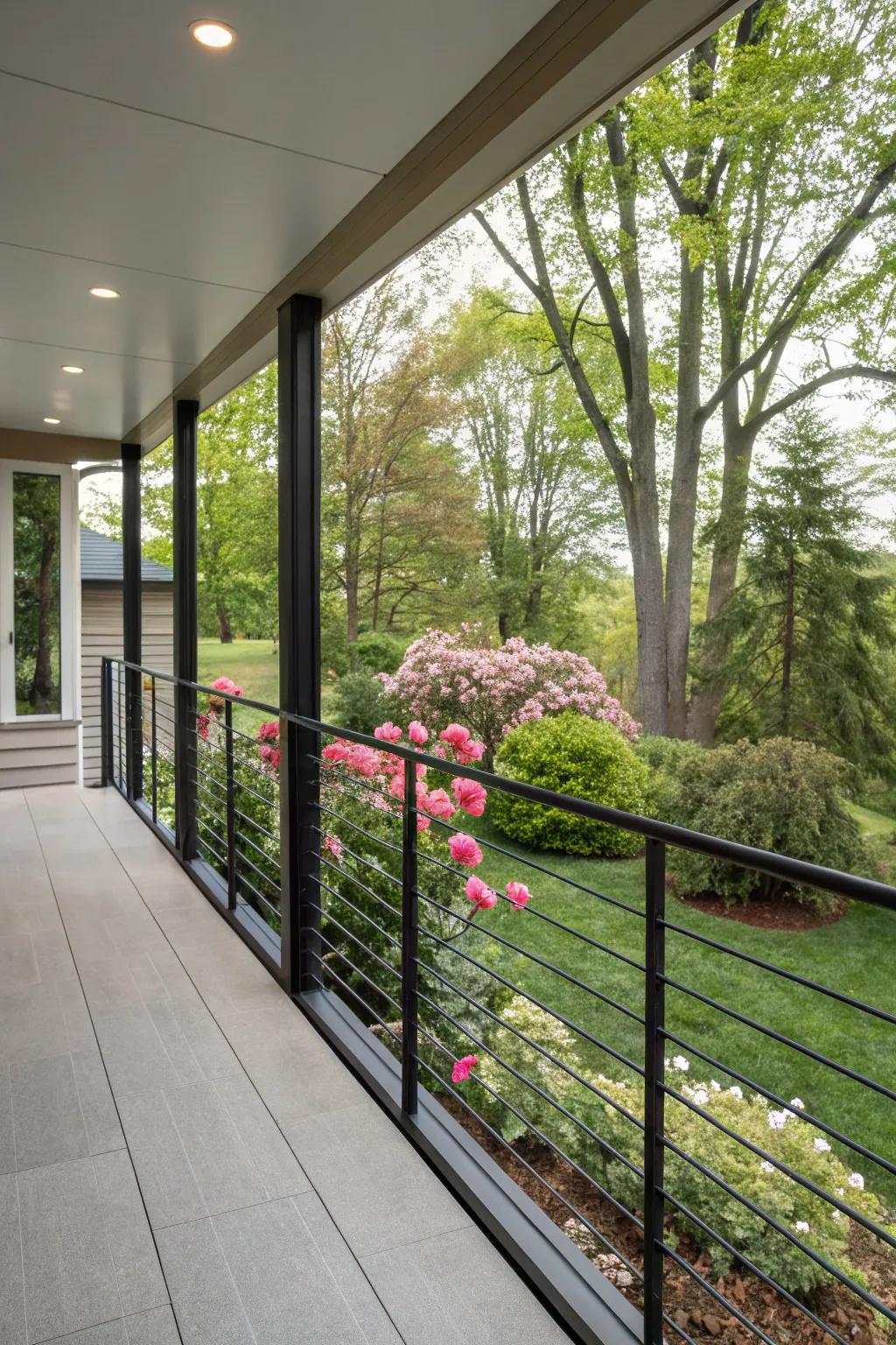 Cable railings offer a sleek, open view that is simultaneously modern and appealing.