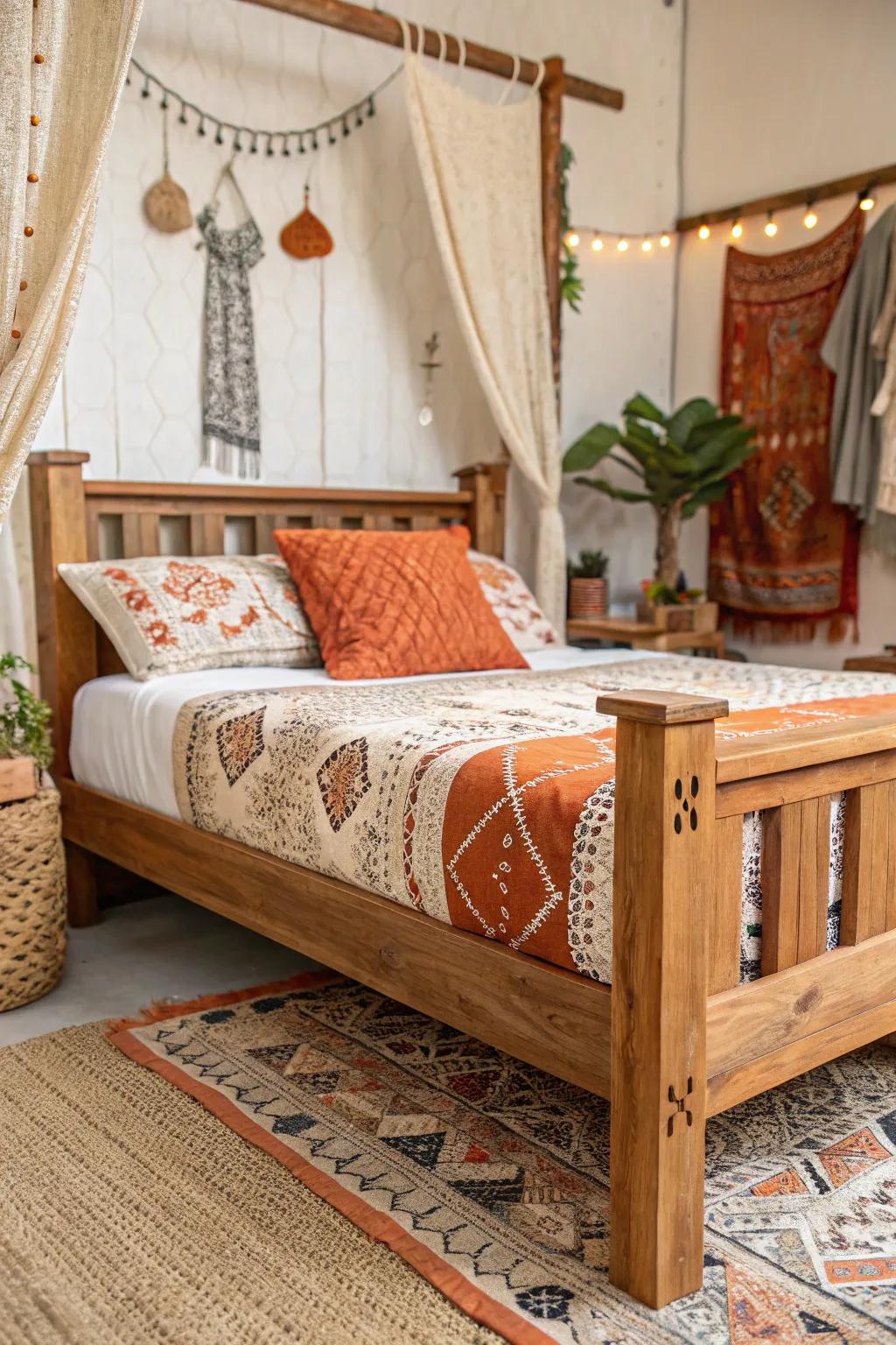 Wooden furniture emphasizing earthy vibes.