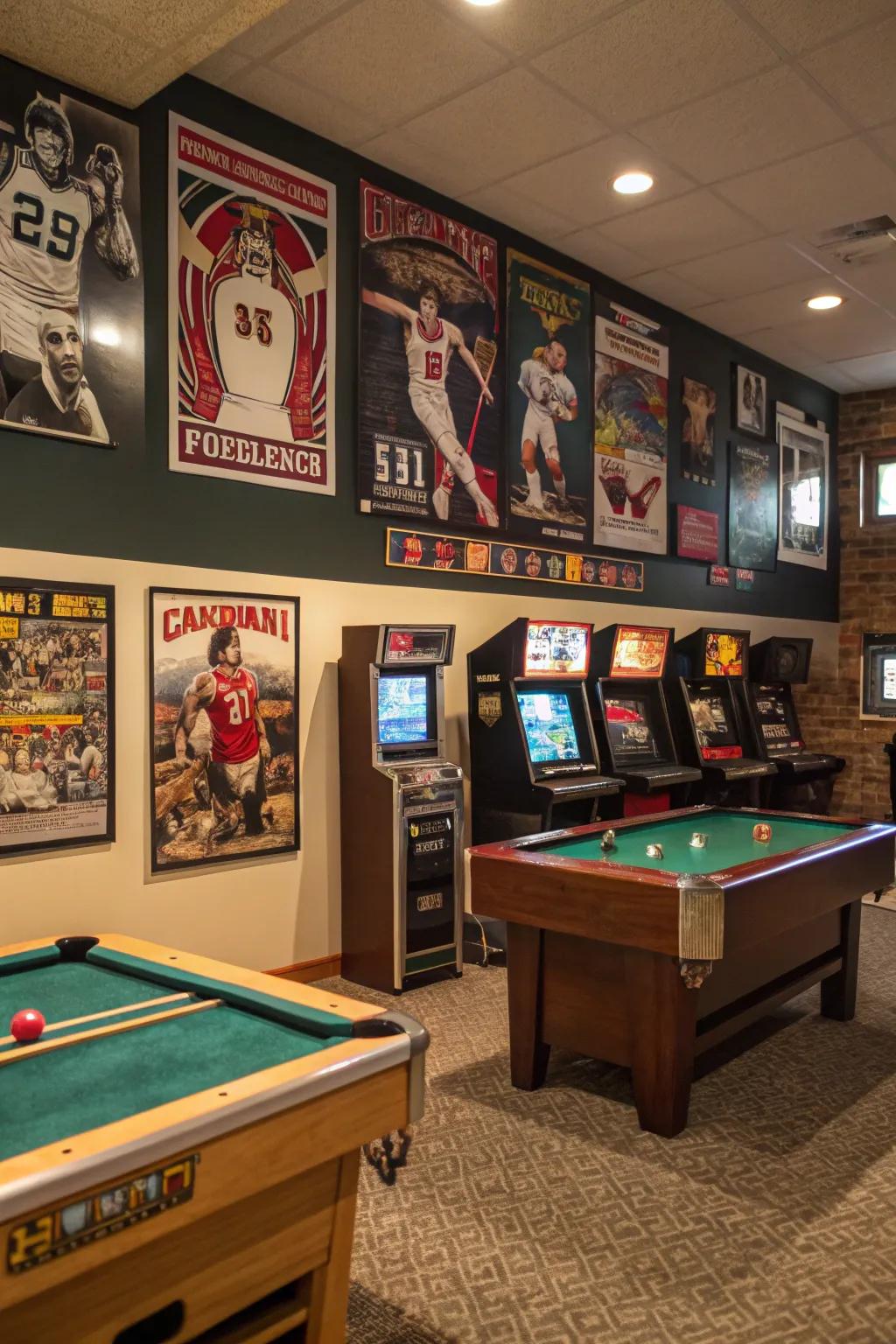 Themed decoration builds personality to any game room.
