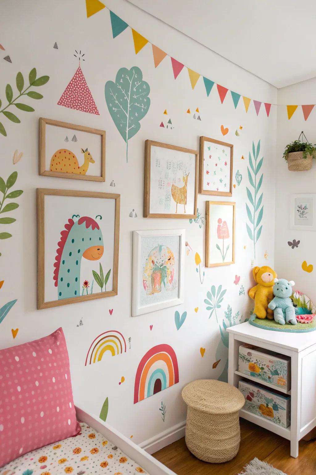 Wall decals and artwork inject personality and spark creativity in a child's room.