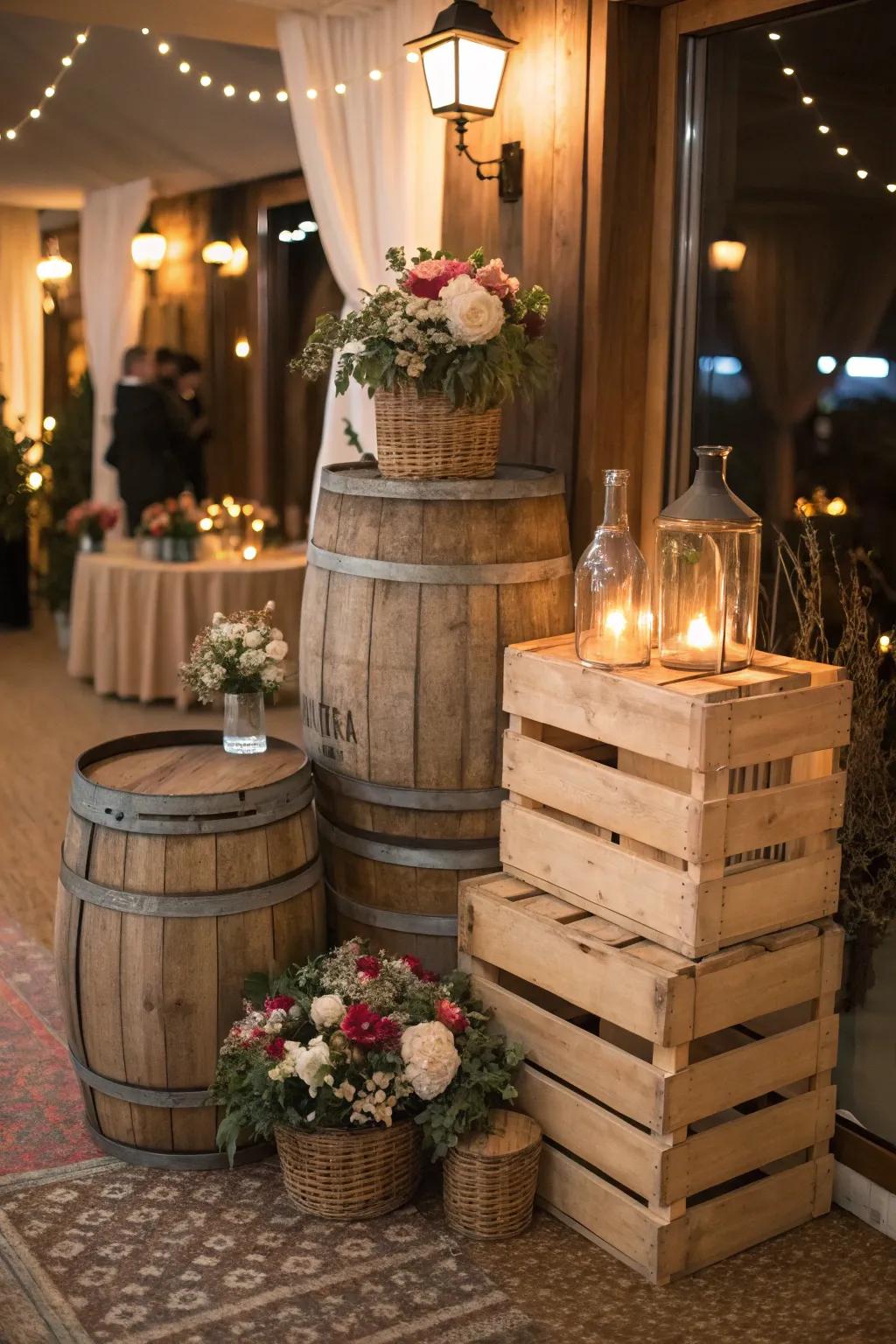 Wood elements bringing a rustic charm to the gathering.