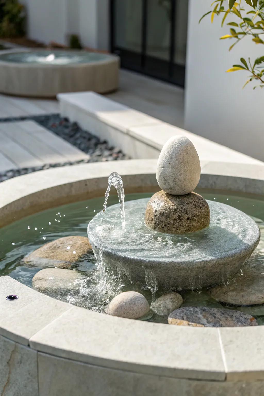 This modern fountain design embodies simplicity and style.