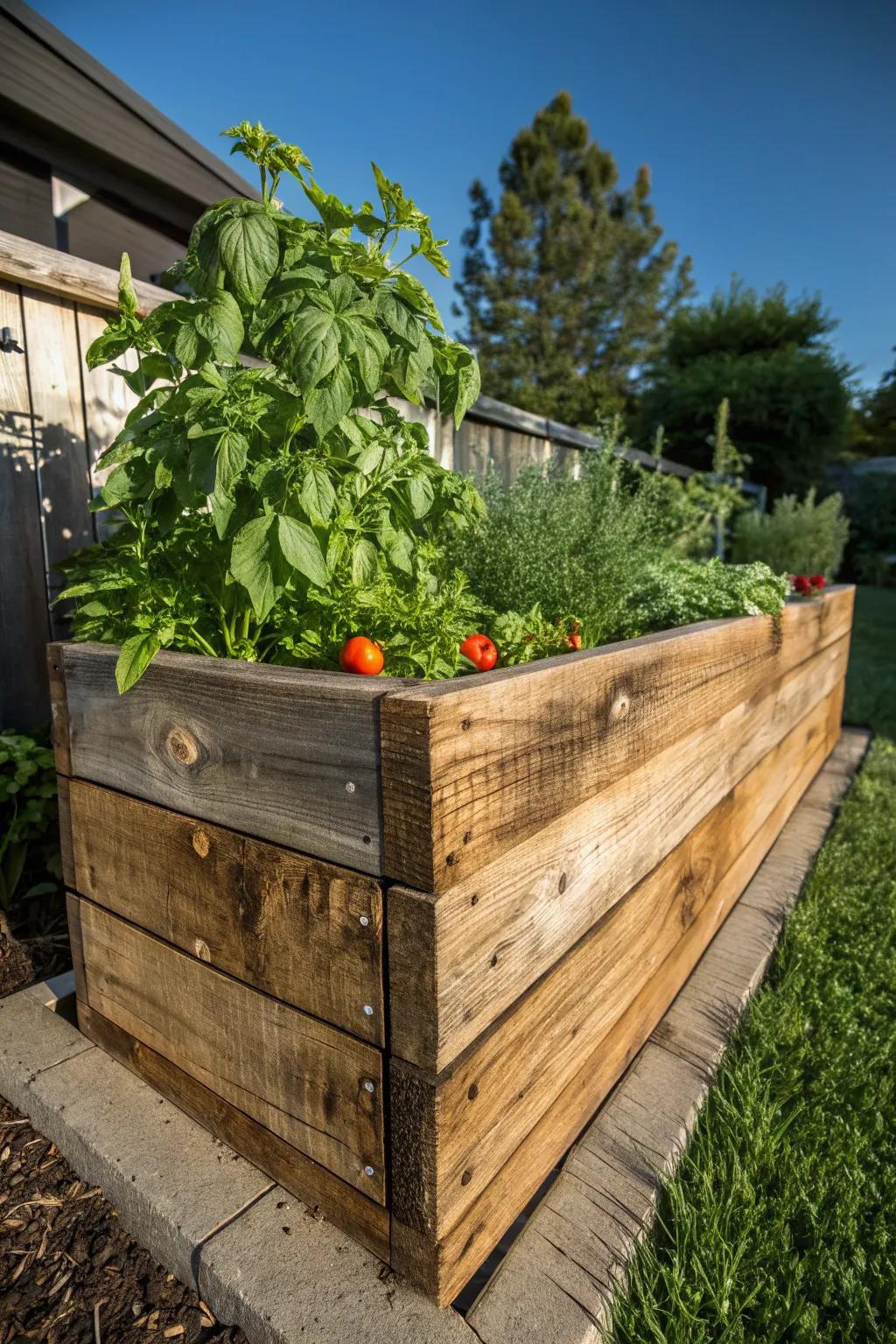 Elevate your backyard with beautiful recovered wood raised garden beds, where craftsmanship meets nature's bounty.